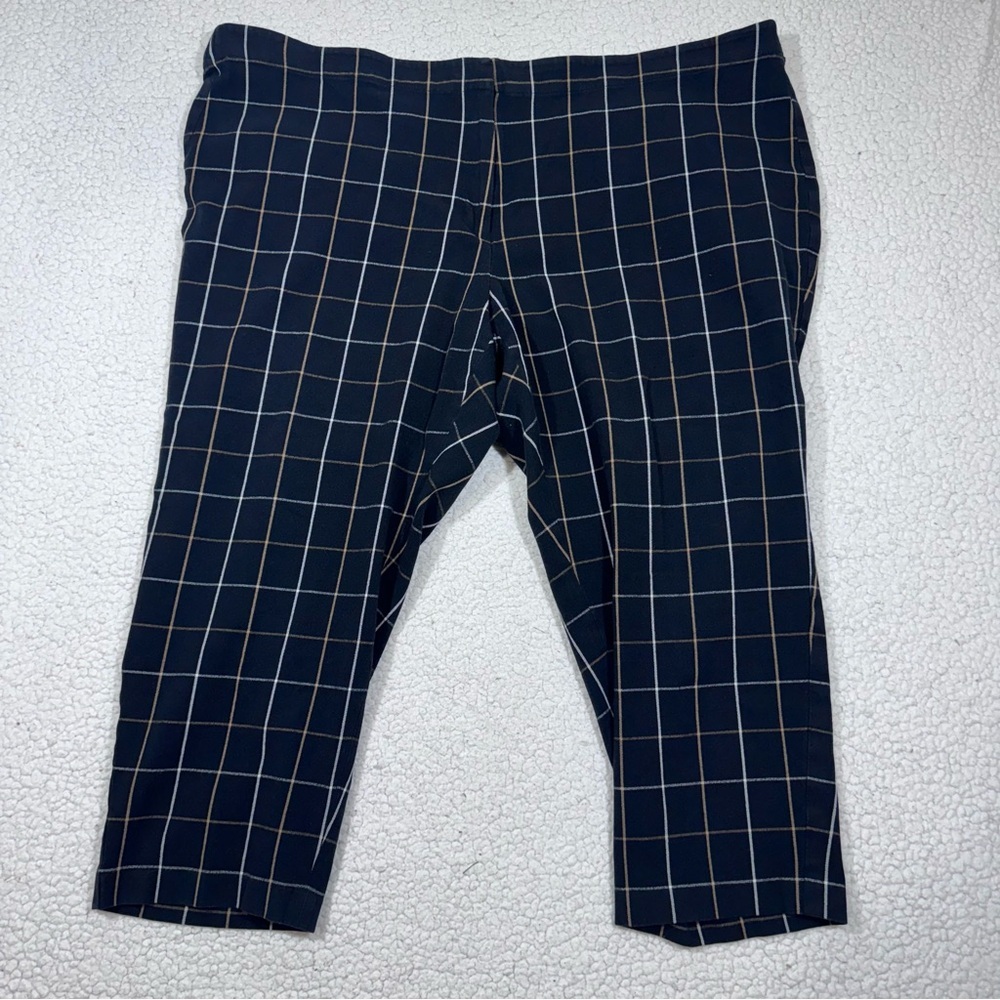 J Jill Premium Bi Stretch Plaid Ankle Pants Womens Plus Size 28 Black Career